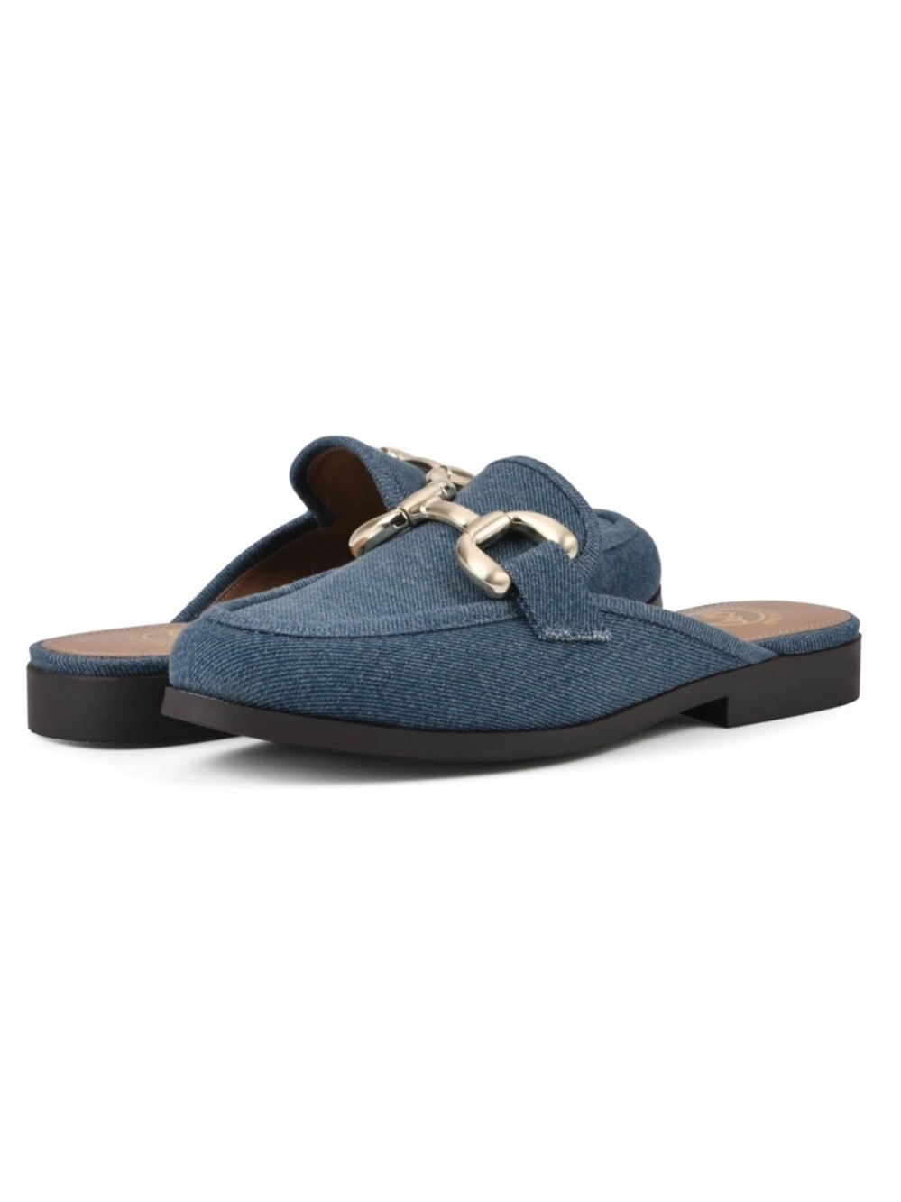 WHITE MOUNTAIN Women's Castor Moc Toe Mule, Vintage.Blue/Fabric, 7.5 M